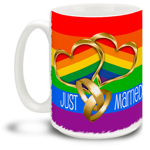 Rainbow Pride Just Married 15 oz Mug