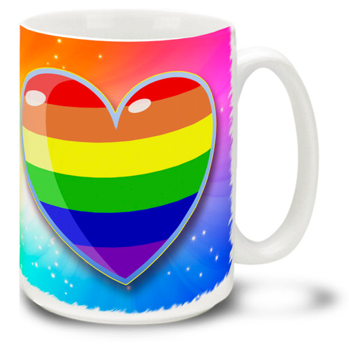 Rainbow Pride Happy Heart 15 oz Mug