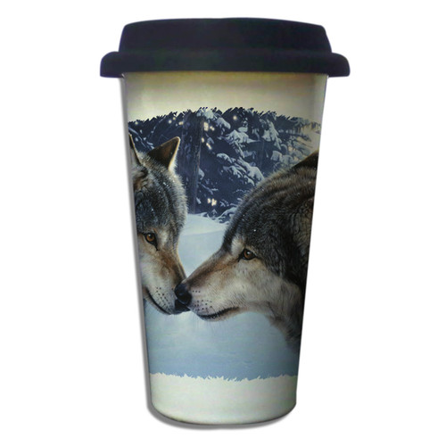 Muzzle Nuzzle Gray Wolves - 11oz. Insulated Ceramic Travel Mug