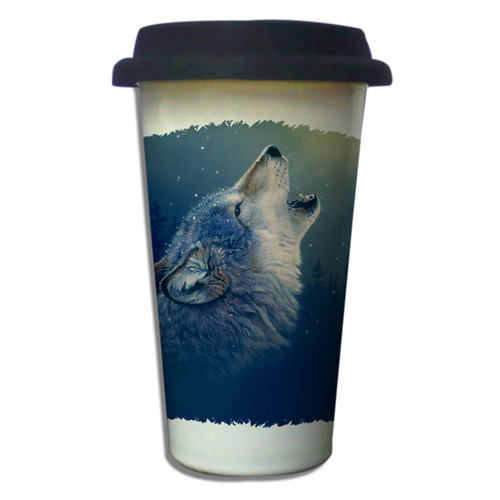 Ascending Song Gray Wolf - 11oz. Insulated Ceramic Travel Mug