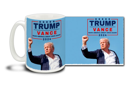 Donald Trump supporters are a patriotic and loyal breed that need to stand together! Get ready to Trump and Vance with this durable, dishwasher and microwave safe Donald Trump mug. Big 15-ounce ceramic coffee mug has comfortable 4-finger handle.