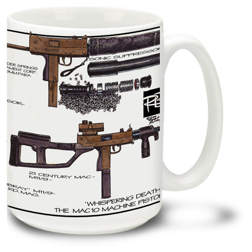 The MAC-10 coffee mug is a great way to enjoy your favorite hot beverage. MAC10 coffee mug features vivid color images. Get a MAC-10 mug today!