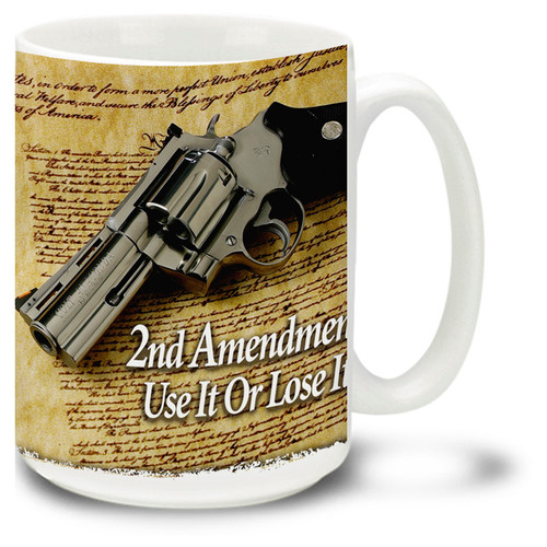 44 Caliber Revolver with Second Amendment - 15oz. Mug