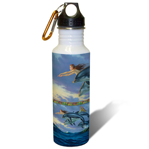 Chasing the Wind Mermaid and Dolphins - 22oz. Stainless Steel Water Bottle