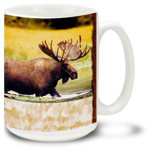 Majestic Moose against a scenic background.