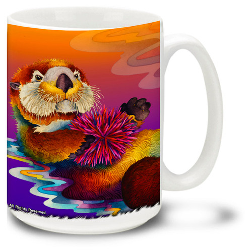 Cute Male Otters on a colorful background.
