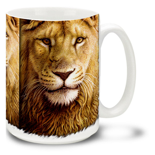 An adult male lion can weigh over a quarter of a ton, and lions are fierce and territorial animals. Seize the day with this popular and colorful Lion Mug!Noble Lion coffee mug is dishwasher and microwave safe.