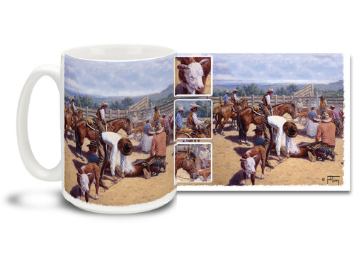Get busy with this western themed cowboy mug! Branding for the Boss Lady Cowboys coffee Mug is dishwasher and microwave safe.