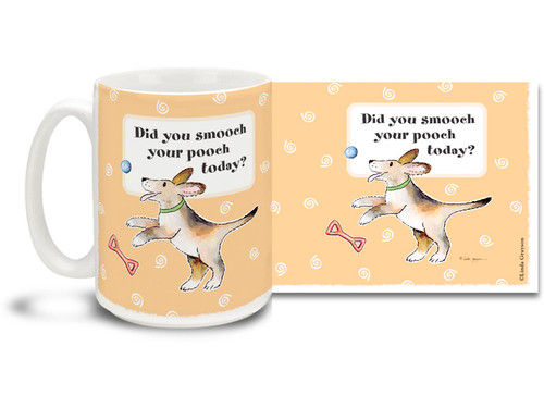 Did you smooch your pooch today? Kiss that cold nose, then have some hot coffee in this Cartoon dog mug. Handy reminder 15oz cartoon dog coffee mug is dishwasher and microwave safe.