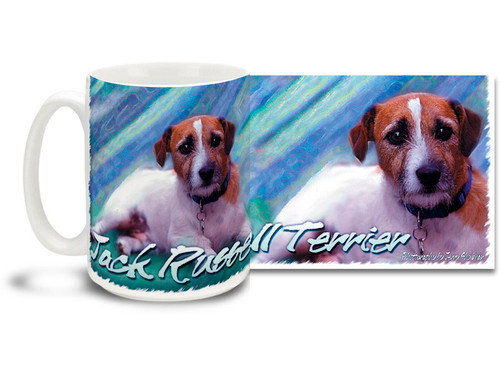 If you love your Jack Russell Terrier, you'll love this Artsy Jack Russell Terrier coffee mug! Colorful 15oz Jack Russell Terrier mug is dishwasher and microwave safe.