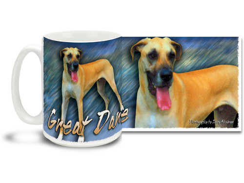 If you love your Great Dane, you'll love this Artsy Great Dane coffee mug! Colorful 15oz Great Dane mug is dishwasher and microwave safe.