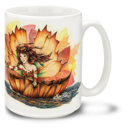 Fairy Downstream on a Leaf - 15oz Mug