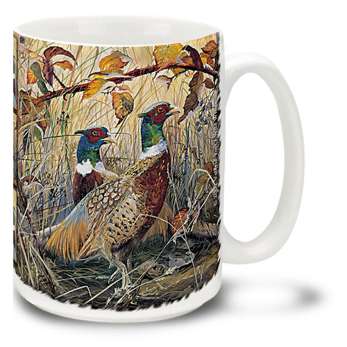 Red On Gold Pheasants - 15oz Mug
