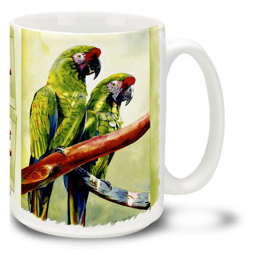 Feathery Friends Green Macaws - 15oz Mug