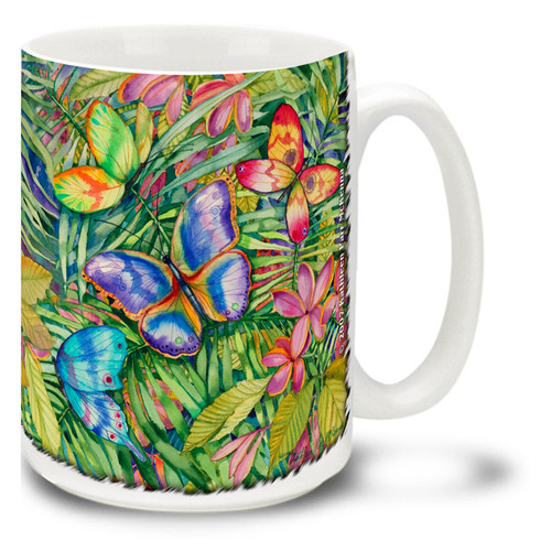 Vivid Watercolor Tropical Butterflies - 15oz Mug
