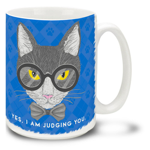 Yes, I Am Judging You Tuxedo Cat - 15oz. Mug