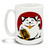 Let this lucky cat get your day started right! This mug is a fun way to dunk your doughnuts in coffee! 15oz Lucky Maneki Neko Cat coffee mugs are durable, dishwasher and microwave safe.