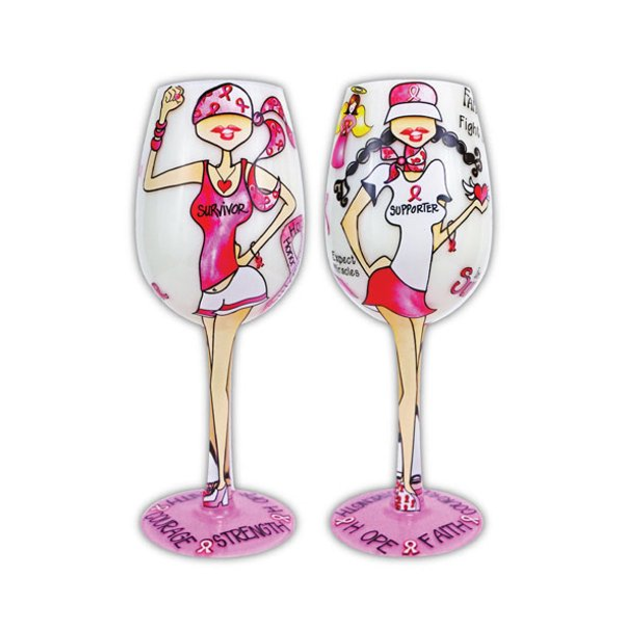 Fight Like a Girl Wine Glass - cardfrenzy Darien