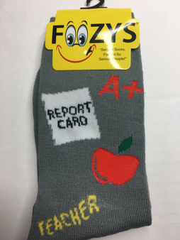 Foozys Teacher Gray Womens Crew Socks