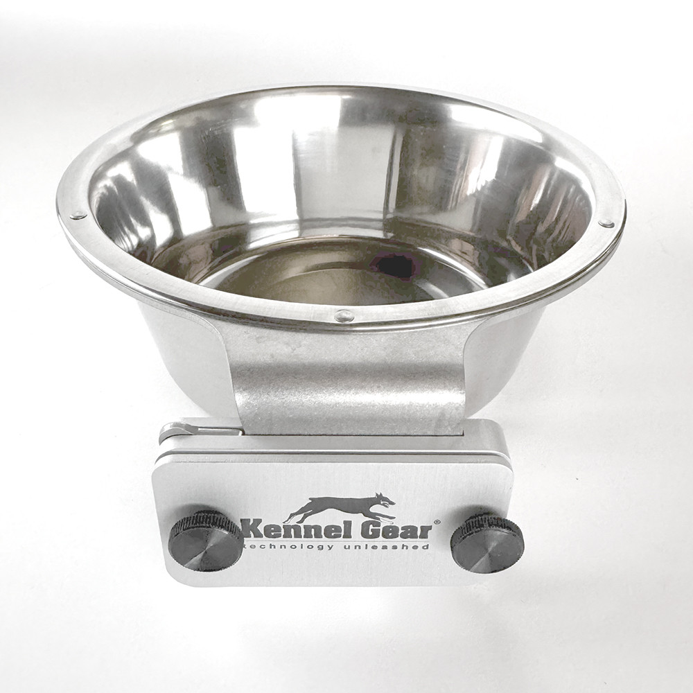 The largest single bowl in the Kennel Gear stainless steel bowl lineup, the 2 Quart system is built for large and giant breed dogs that move through smaller capacities too quickly for practical kennel management