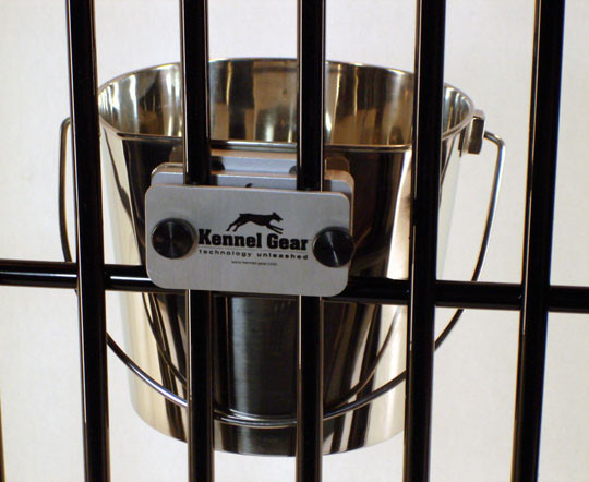 The 6 Quart Stainless Steel Pail System is a high-capacity stainless steel dog kennel water pail sized for large to extra large dogs in fixed kennel environments where water demand is significant.