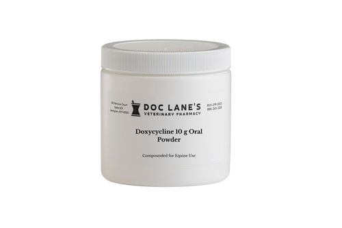 Doxycycline 10 g Oral Powder compounded by Doc Lane's Veterinary Pharmacy.