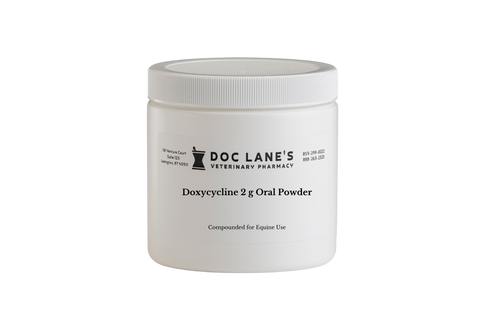 Doxycycline 2 g Oral Powder compounded by Doc Lane's Veterinary Pharmacy.