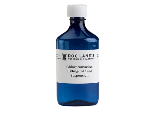 Chlorpromazine 100 mg/ml Oral Suspension compounded by Doc Lane's Veterinary Pharmacy.