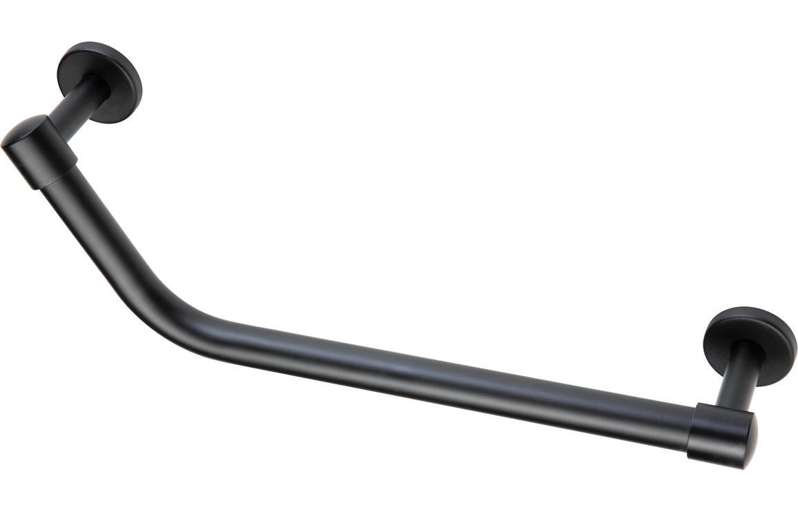 Angled 40cm Bathroom Grab Rail - Matt Black