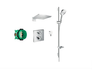 hansgrohe Square Select valve with Raindance (300) overhead and Select rail kit  Junction 2 Interiors Bathrooms