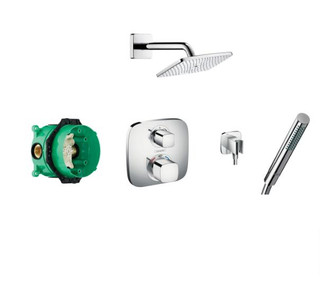 hansgrohe Soft Cube valve With Raindance O/head & Baton Hand Shower  Junction 2 Interiors Bathrooms