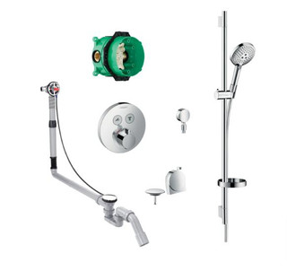 hansgrohe Round Select Valve With Raindance Select Rail Kit & Exafill  Junction 2 Interiors Bathrooms