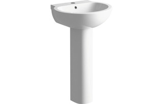 Modica 535x490mm 1 Tap Hole Basin & Full Pedestal  Junction 2 Interiors Bathrooms