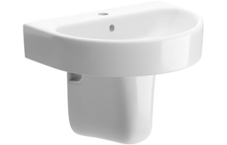 Bronte 555x430mm 1 Tap Hole Basin & Semi Pedestal  Junction 2 Interiors Bathrooms