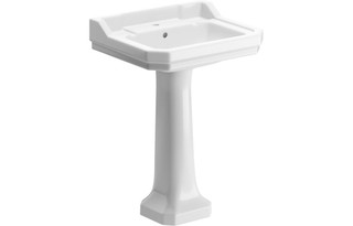 Piva 600x500mm 2 Tap Hole Basin & Full Pedestal  Junction 2 Interiors Bathrooms