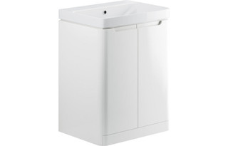 Machu 600mm 2 Door Floor Standing Bathroom Vanity Basin Unit - White Gloss  Junction 2 Interiors Bathrooms