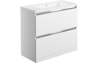 Bwindi 815mm 2 Drawer Floor Standing Bathroom Vanity Basin Unit Includes Basin - White Gloss  Junction 2 Interiors Bathrooms