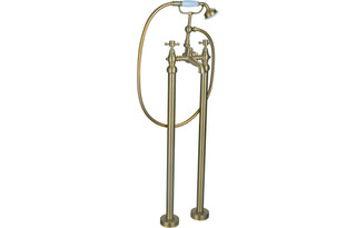 J2 Bathrooms Thale Floor Standing Bath Shower Mixer & Shower Kit - Brushed Brass JTWO106804 