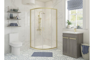 J2 Bathrooms Nile 800mm 2 Door Shower Quadrant - Brushed Brass JTWO107503 