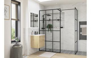 J2 Bathrooms Yukon 1000mm Framed Shower Wetroom Panel - Black JTWO96130 