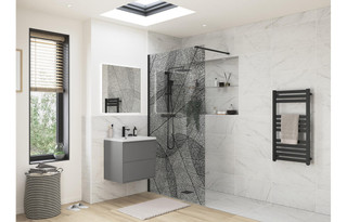 J2 Bathrooms Yukon 1200mm Leaf Design Shower Wetroom Panel - Black JTWO100612 