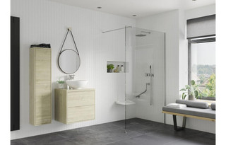 J2 Bathrooms Yukon 500mm Wetroom Shower Panel & Floor-to-Ceiling Pole - Chrome JTWO103390 