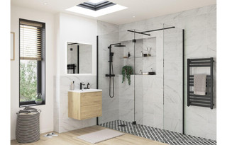 J2 Bathrooms Yukon 500mm Shower Wetroom Side Panel & Arm - Black JTWO107546 