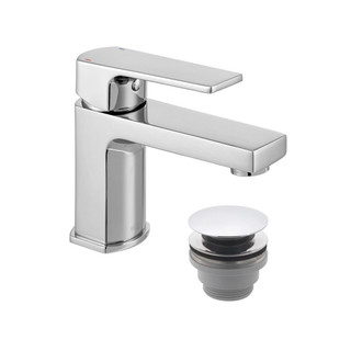  VADO Ekko Mini Mono Basin Mixer + Push Basin Waste AX-EKO-100M/CC-CP 