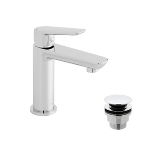  VADO Photon Mini Mono Basin Mixer Single Lever Smooth Bodied with Universal Basin Waste PHO-100M/CC-C/P 