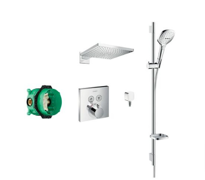 hansgrohe Square Select Valve W/Raindance Overhead & Select Rail Kit  Junction 2 Interiors Bathrooms