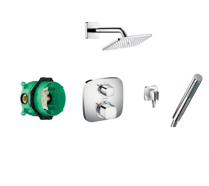 hansgrohe Soft Cube valve With Raindance O/head & Baton Hand Shower  Junction 2 Interiors Bathrooms