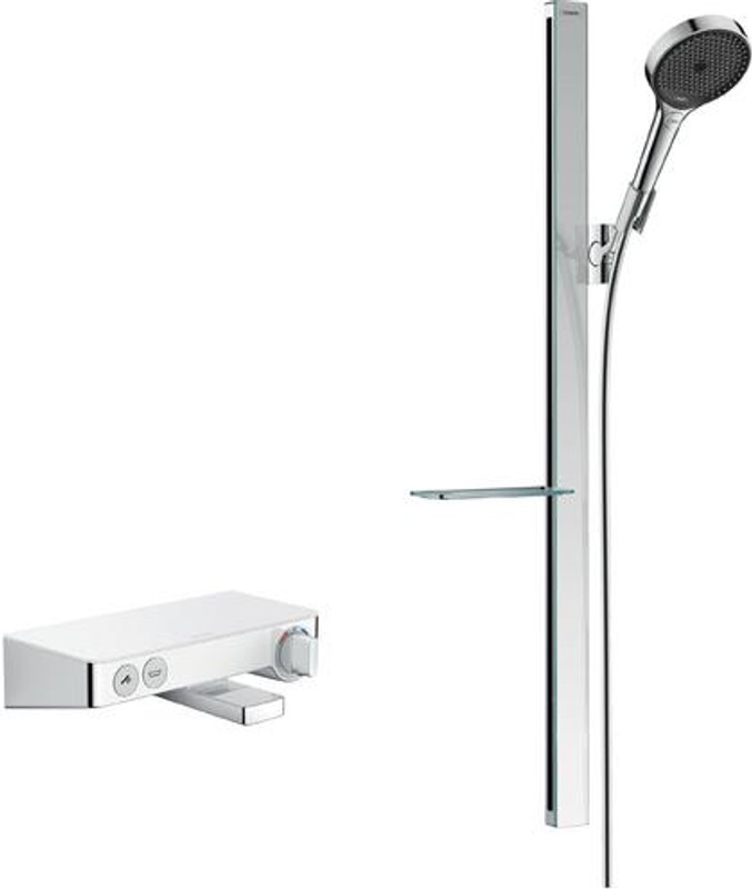 hansgrohe Round RainFinity Select Rail Kit W/Select Bath/Shower Valve  Junction 2 Interiors Bathrooms