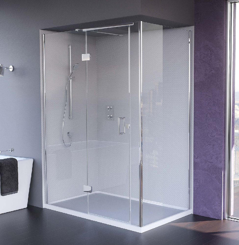 Matki Illusion Corner, Side & Tray 800mm Left Handing Glass Guard  Junction 2 Interiors Bathrooms