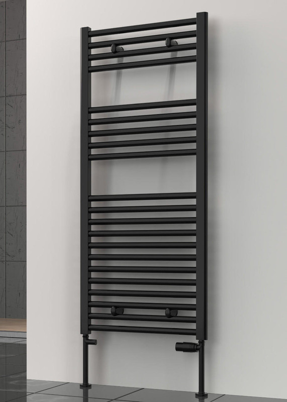 Reina Diva 800 X 400 Towel Radiator Black Flat  Junction 2 Interiors Bathrooms